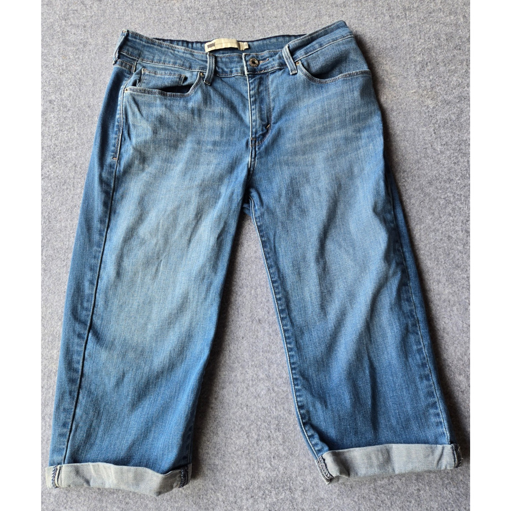Levi’s Straight Leg Ankle Capri Jeans Blue Denim Mid Rise Cuffed Size 10